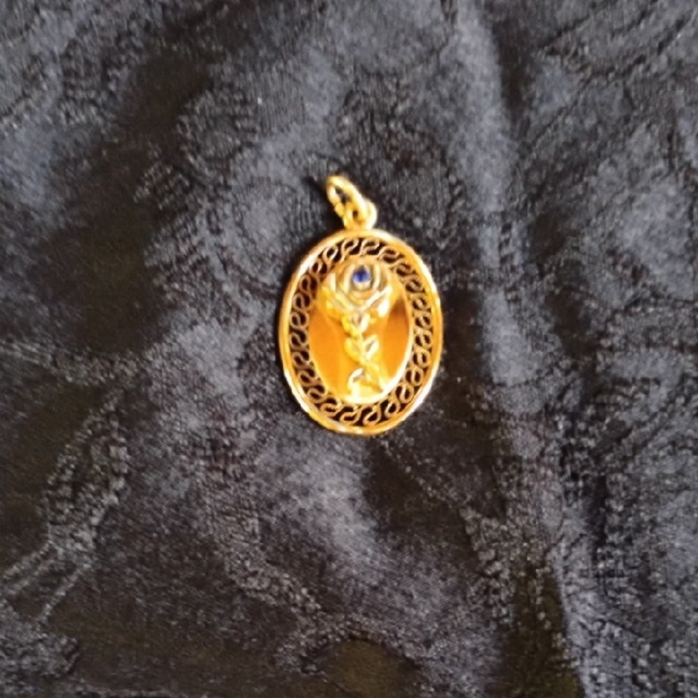 Elegant Gold Pendant Necklace with Blue Accent - Buy The 2 For $45